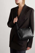 BOTTEGA VENETA Loop small intrecciato leather shoulder bag Black