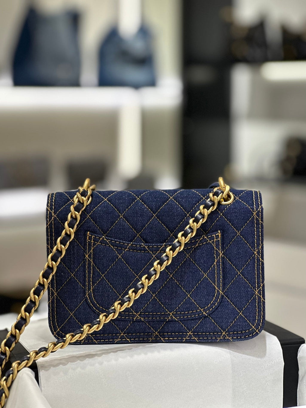 Chanel Flap Denim Blue Bag - 19x14x5cm