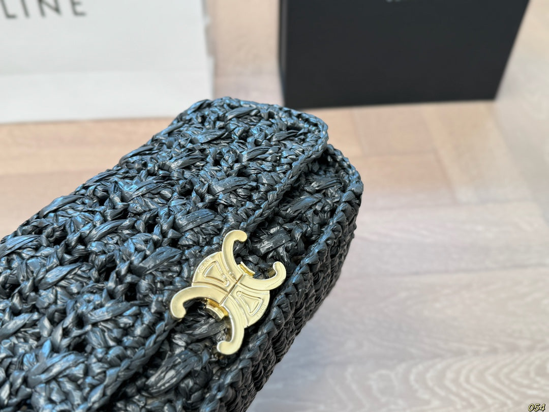 Celine Straw Chain Crossbody Bag 25x14cm