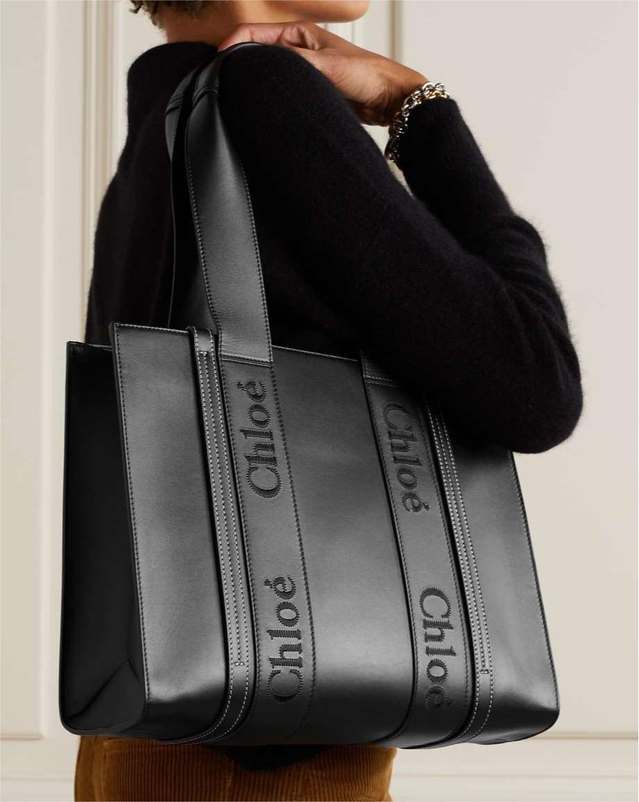 CHLO¨¦ Woody medium embroidered leather tote