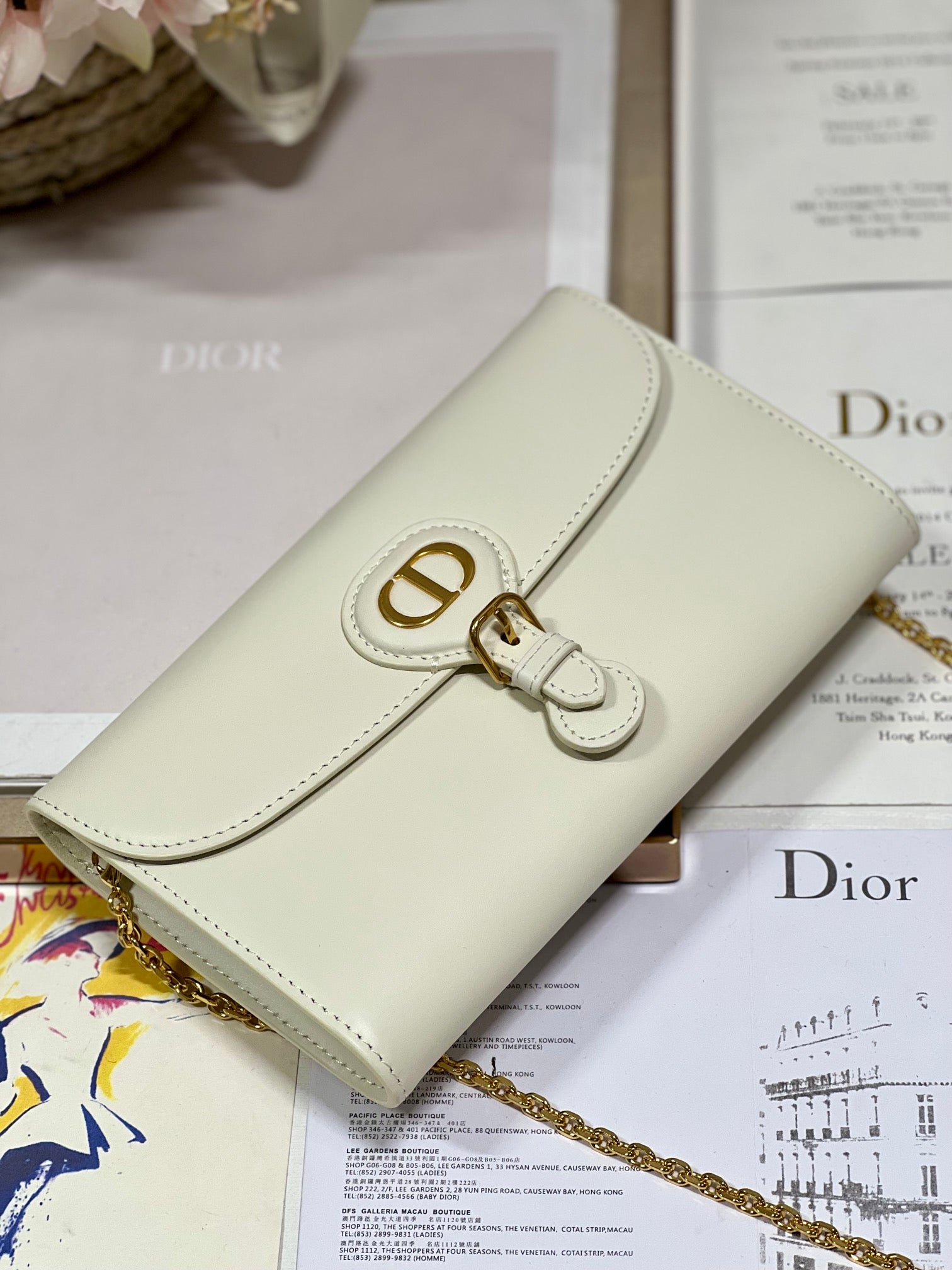 Dior Bobby Wallet on Chain East West White - 21.5¡Á12¡Á4cm